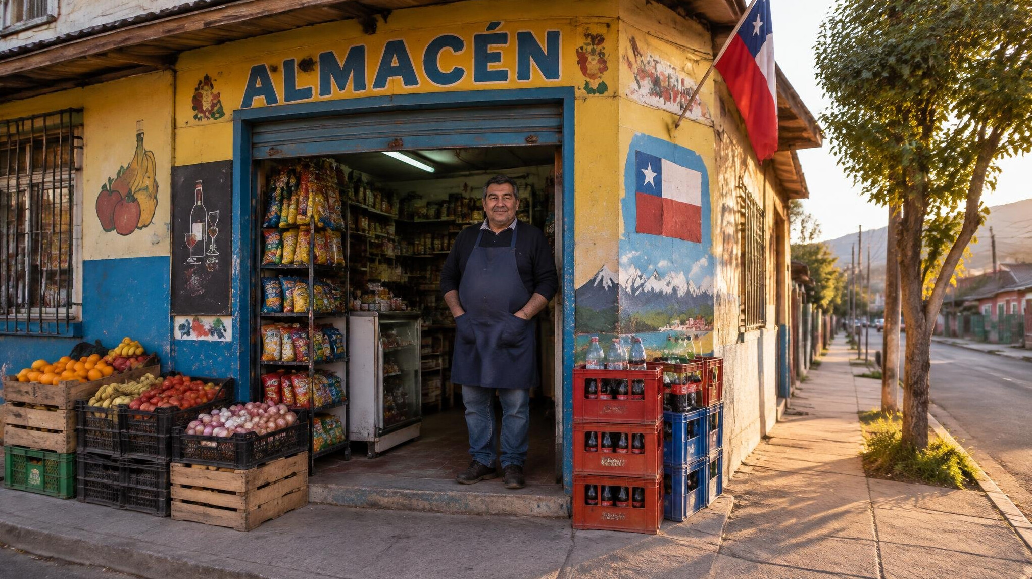 Small corner store storefront in a Chilean neighborhood